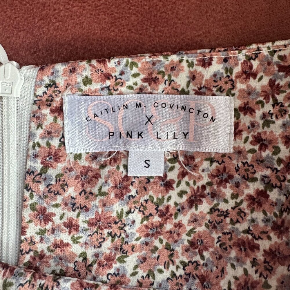 Pink Lily Caitlin Covington pink floral ruffle skirt lines new size Small - 0417 - Picture 3 of 4